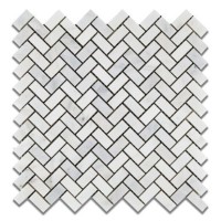 Carrara Marble Herringbone Mosaics