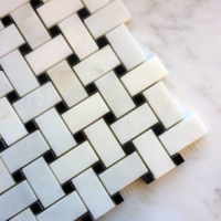 Honed Basketweave Ocean White Marble