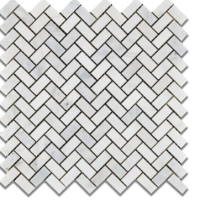 Mini Herringbone Ocean White Marble Honed