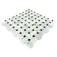 Ocean white Basketweave with Black Dot